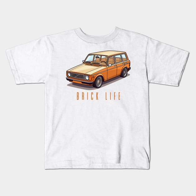 Brick Life - 240 Station Wagon Original Design Kids T-Shirt by DrumRollDesigns